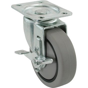 Shepherd Hardware 3733 Swivel Wheel Caster, 3 in Dia Wheel, 180 lb Load, Thermoplastic Rubber, Gray