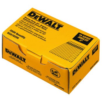 DeWALT DCA16200 Finish Nail, 2 in L, 16 Gauge, Steel, Galvanized, Brad Head, Smooth Shank, 2500/PK