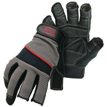 Boss 5201L Carpenter Gloves, L, Shortened Thumb, Wrist Strap Cuff, PVC