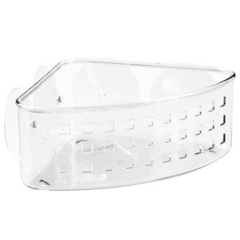 iDESIGN 41900 Corner Basket, 6 lb Capacity, 10.2 in OAW, 4.3 in OAD, 5.2 in OAH, Plastic, Clear