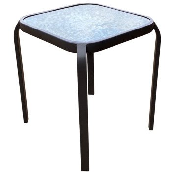 Seasonal Trends 50617 Side Table, 16 in W, 5 mm D, 18 in H, Steel Frame, Square Table, Glass/Steel Table