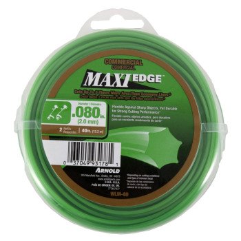 ARNOLD Maxi Edge WLM-80 Trimmer Line, 0.080 in Dia, 40 ft L, Polymer, Green