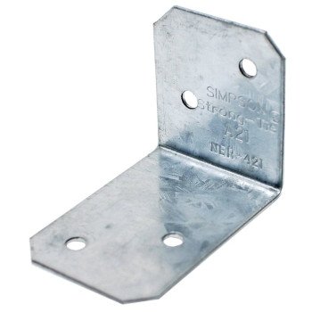 Simpson Strong-Tie A21 Angle, 2 in W, 1-1/2 in D, 1-3/8 in H, Steel, Galvanized/Zinc