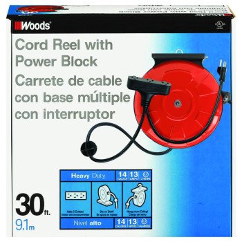 CCI 48006 Power Cord Reel, 30 ft L Cord, 14 AWG Wire, 125 V, Orange