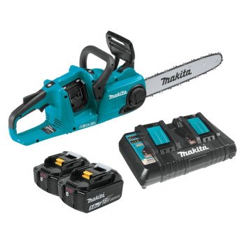 Makita XCU03PT Chainsaw Kit, Battery Included, 5 Ah, 18 V, Lithium-Ion, 4 in Cutting Capacity, 14 in L Bar