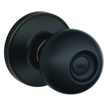 Schlage Corona Series J40 CNA 716 Privacy Lockset, Round Design, Knob Handle, Aged Bronze, Metal, Interior Locking