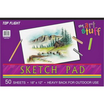 Top Flight 4807304 Sketch Pad, Drawing Sheet, 18 in L x 12 in W Sheet, 50-Sheet