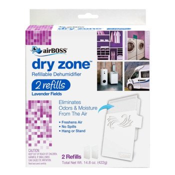 airBOSS Dry Zone 761.4 Dehumidifier Refill, 14.8 oz Twin Pack, Solid, Lavender