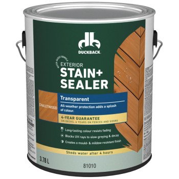 Duckback BCWB81010-16 Exterior Stain and Sealer, Chaletwood, Liquid, 1 gal