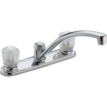 Delta Classic Series 2102LF Kitchen Faucet, 1.8 gpm, Brass, Chrome Plated, Deck, Knob Handle, Swivel Spout