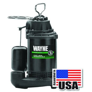 Wayne CDU790 Sump Pump, 1-Phase, 9.5 A, 120 V, 0.33 hp, 1-1/2 in Outlet, 20 ft Max Head, 1200 gph, Iron