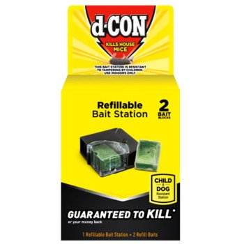 d-CON 89545 Mouse Bait Station With 2 Refills, 2 -Opening
