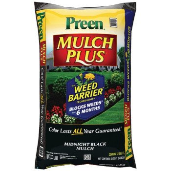 Preen 95456138 Mulch Plus Weed Barrier Bag, Granular, Midnight Black Bag