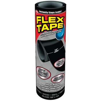 Flex Tape TFSBLKR1210 Tape, 10 ft L, 12 in W, Rubber Backing
