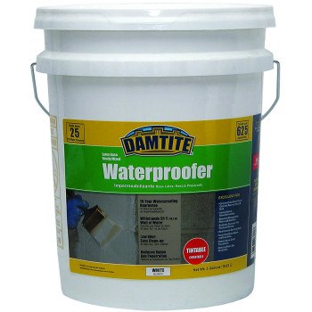 Damtite 03555 Latex Waterproofer, White, Liquid, 5 gal, Pail