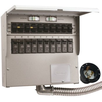 Reliance Controls Pro/Tran 2 R510A Transfer Switch, 1-Phase, 50/100 A, 125/250 V, 10-Circuit, 10-Breaker