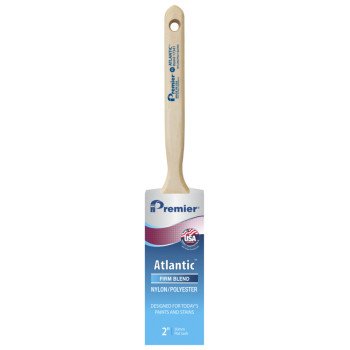 Premier Atlantic 17341 Paint Brush, 2 in W, Flat Sash Brush, 2-11/16 in L Bristle, Nylon/Polyester Bristle