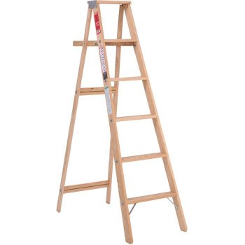 MICHIGAN LADDER 1100-06 Step Ladder, 200 lb, Type III Duty Rating, Wood, Pine
