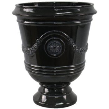 Southern Patio CMX-042464 Porter Urn, 18 in H, 15-1/2 in W, 15-1/2 in D, Ceramic/Resin Composite, Black, Gloss