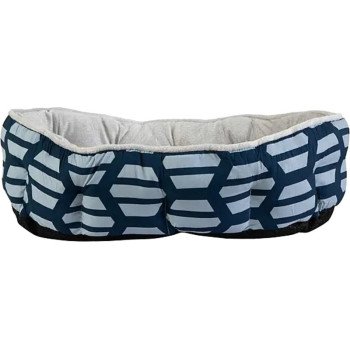Petmate 81156 Pet Bed, 19 in L, 14 in W, Oval, Hex Print Pattern, Poly Fill, Soft Plush Cover, Gray