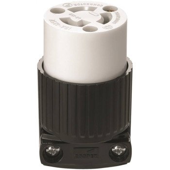 Eaton Wiring Devices WD4729 Twist Lock Connector, 2 -Pole, 15 A, 125 V, NEMA: NEMA L5-15, Black/White