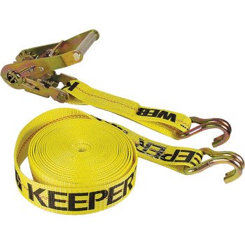 Keeper 04624 Tie-Down, 2 in W, 40 ft L, Polyester, Yellow, 3333 lb, J-Hook End Fitting, Steel End Fitting