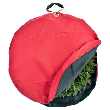 Treekeeper SB-10154 Wreath Storage Cover, 30 in, 30 in Capacity, Polyester, Red