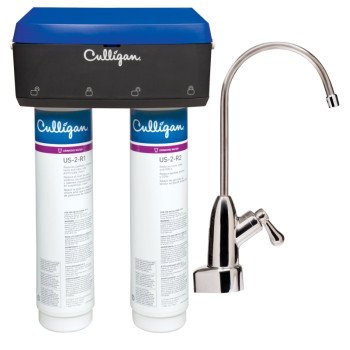 Culligan US-2 Drinking Water Filtration System, 0.5 gpm, Carbon Block Filtration, 2-Stage, White