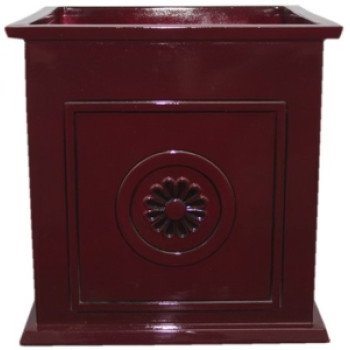 Southern Patio CMX-046998 Planter, 16 in H, 16 in W, 16 in D, Square, Ceramic, Oxblood, Gloss