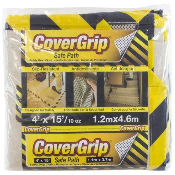 CoverGrip 41510 Drop Cloth, 15 ft L, 4 ft W, Canvas, Beige/Cream