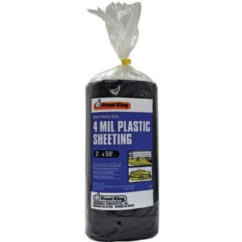 Frost King P350BW Polyethylene Sheeting, 50 ft L, 3 ft W, Black