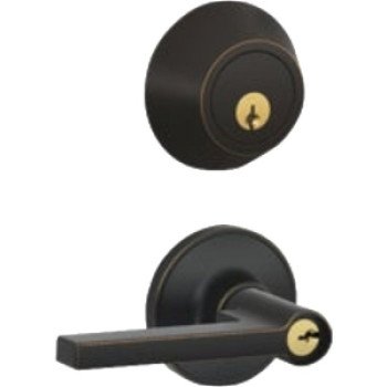 Dexter JC60VSOL716 Combination Lever Lockset, Mechanical Lock, Lever Handle, Straight Design, Aged Bronze, 3 Grade