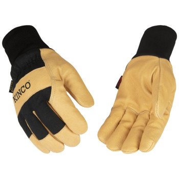 Heatkeep 1928 KW-XL Gloves, Men's, XL, Angled Wing Thumb, Elastic Knit Wrist Cuff, Blue/Golden/Yellow