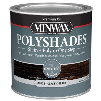 Minwax 214954444 Waterbased Polyurethane Stain, Gloss, Liquid, Classic Black, 0.5 pt, Can