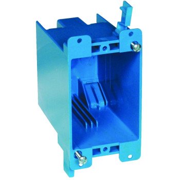 Carlon B120R Outlet Box, 1 -Gang, PVC, Blue, Clamp Mounting