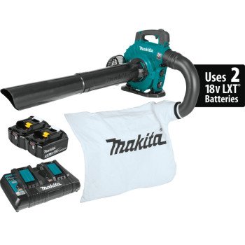 Makita XBU04PTV Brushless Blower Kit with Vacuum Attachment Kit, Battery Included, 5 Ah, 18 V, Lithium-Ion, 448 cfm Air