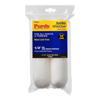 Purdy White Dove 14G626013 Jumbo Mini Roller Cover, 1/2 in Thick Nap, 6-1/2 in L, Dralon Fabric Cover
