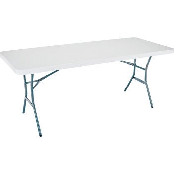 Lifetime Products 5011 Fold-in-Half Table, Steel Frame, Polyethylene Tabletop, Gray/White