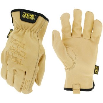 Mechanix Wear LDCW-75-009 Gloves, M, 9 in L, Keystone Thumb, Elastic Cuff, Leather, Tan