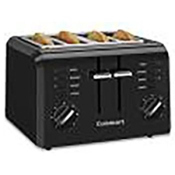 Cuisinart CPT-142BK Toaster, 4-Slice, 7, Button, Dial, Lever Control, Plastic/Stainless Steel, Black