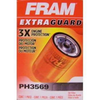 Fram Extra Guard PH3569 Spin-On Oil Filter, 3/4-16 Connection, Threaded, Cellulose, Synthetic Blend Filter Media