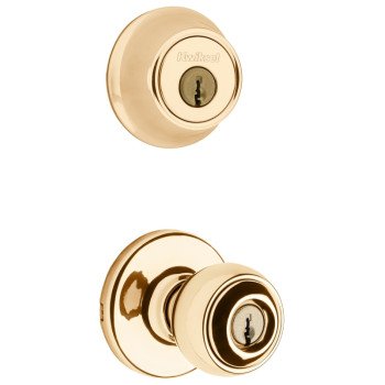 Kwikset 690P 3CP 6ALRCSK6 Combination Lockset, Knob Handle, Polo Design, Polished Brass, 3 Grade