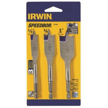 Irwin 87950 Spade Bit Set, Standard, 3-Piece, HSS, Bright