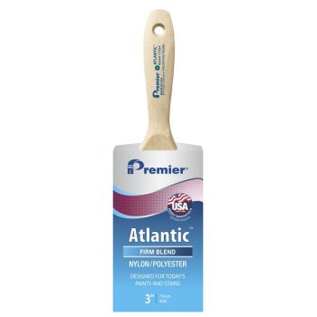 Premier Atlantic 17354 Paint Brush, 3 in W, Beavertail Varnish Wall Brush, 3-7/16 in L Bristle, Nylon/Polyester Bristle