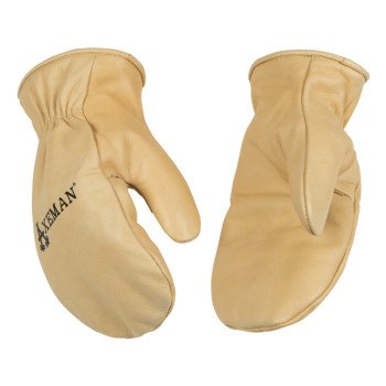 Heatkeep 1930-KM Mitt Shell Kid's Gloves, M, Angled Wing Thumb, Easy-On, Shirred Elastic Wrist Cuff, Tan