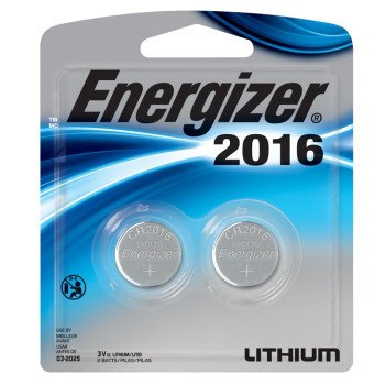 Energizer 2016BP-2 Coin Cell Battery, 3 V Battery, 100 mAh, CR2016 Battery, Lithium, Manganese Dioxide