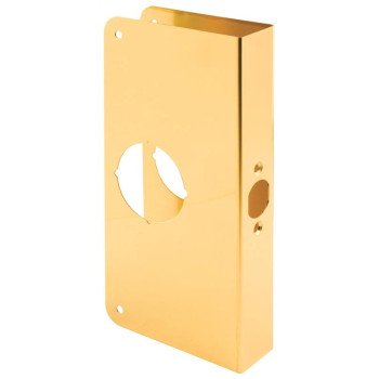 Defender Security U 9547 Door Reinforcer, 2-3/8 in Backset, 1-3/8 in Thick Door, Solid Brass, Brass, 9 in H, 3-7/8 in W