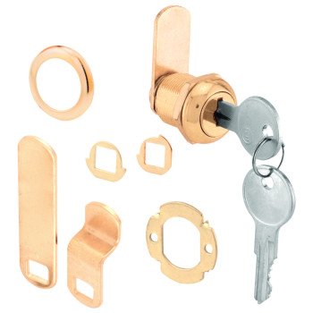 Defender Security U 9942 Drawer and Cabinet Lock, Keyed Lock, Y13 Yale Keyway, Brass