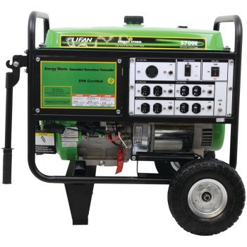 Lifan ES5700E Portable Generator, 42.2 A, 120/240 V, 5700 W Output, Gasoline, 6.5 gal Tank, 10 hr Run Time