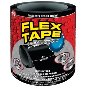 Flex Tape TFSBLKR0405 Tape, 5 ft L, 4 in W, Rubber Backing